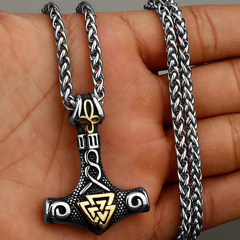 Gold Plated Stainless Steel Men Norse Viking Marvel Thor Hammer Mjolnir  Necklace Amulet Pendant - Newegg.com